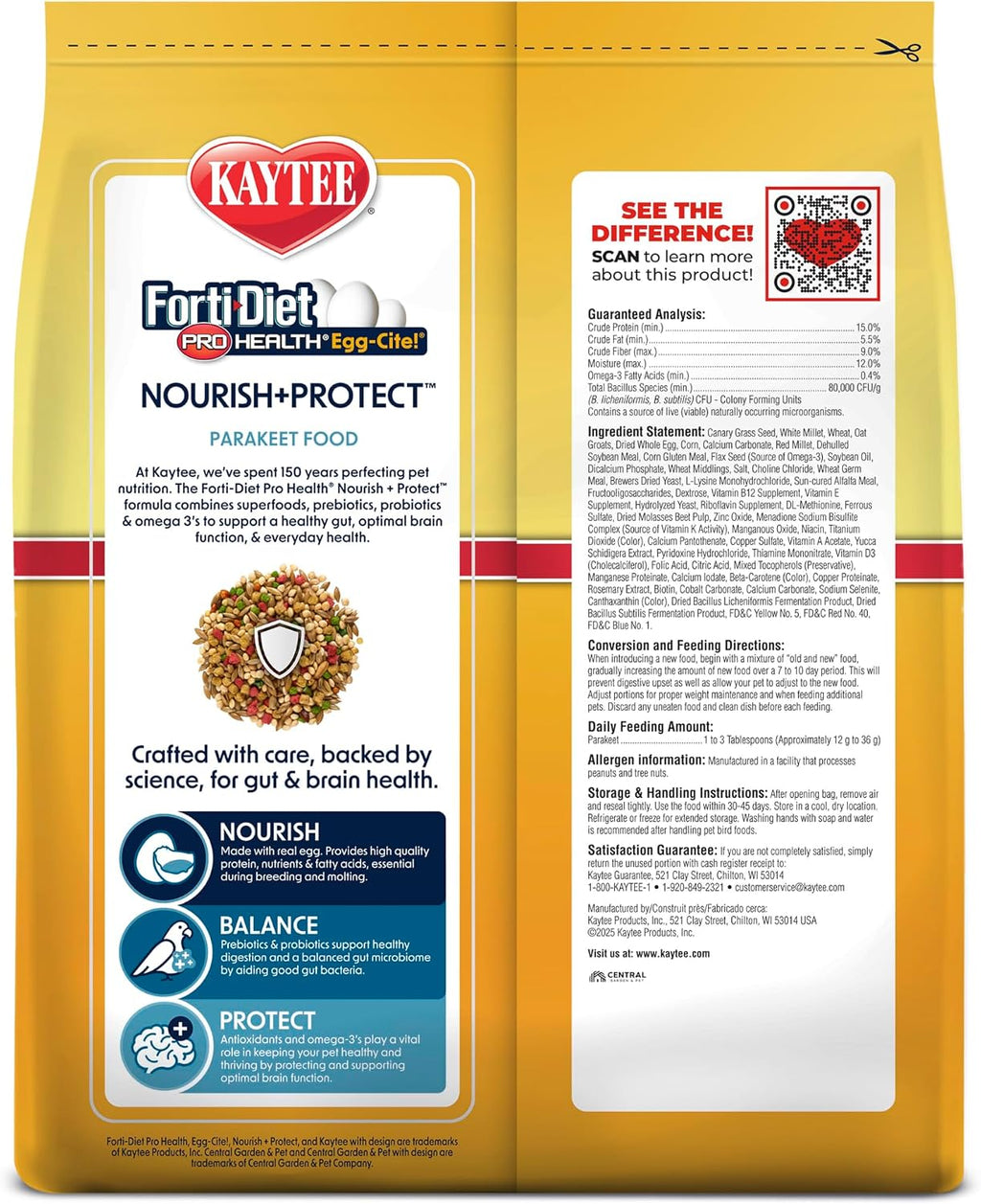 Kaytee Forti-Diet Pro Health Egg-Cite Nourish+Protect Parakeet, Supports Breeding and Molting, Nutrition Backed by Science, Digestive Health, 5 pounds - Image 12