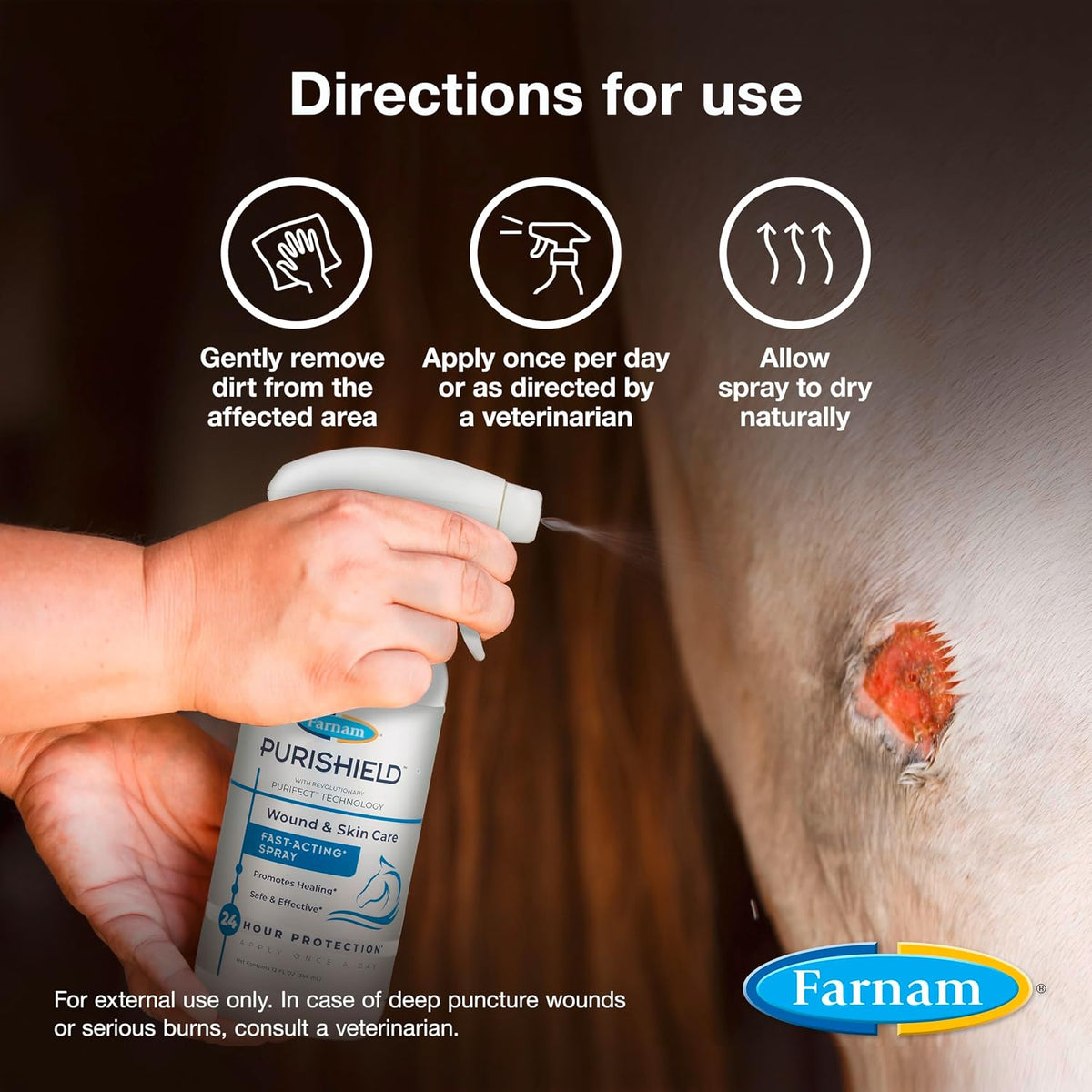 Detail view of the spray nozzle on Farnam Purishield bottle