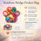 CYLDGNS dog cat memorial pocket hug token next to dark blue envelope with gold wax seal sticker