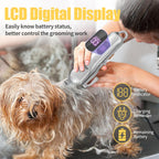 Gooad heavy duty dog shaver kit showcasing the eight different multi-size limit guide combs and the durable stainless steel pet comb.