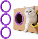 3-Pack Cat Self Groomer for Cardboard Box, DIY Grooming Brush Ring for Cat House Door Hole, Hands-Free Corner Scratching Brush for Removing Loose Hair & Shedding (Yellow) - Image 11