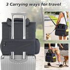 LASUK dog travel backpack unfolded showing the included feeding mat and water-resistant lining details.