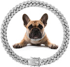 Dog Necklace Metal Cuban Link Dog Collar Gold Crystal Chain Collar with Design Secure Buckle Pet Collar Jewelry Accessories for Small Medium Large Dogs Cats(8inch) - Image 10