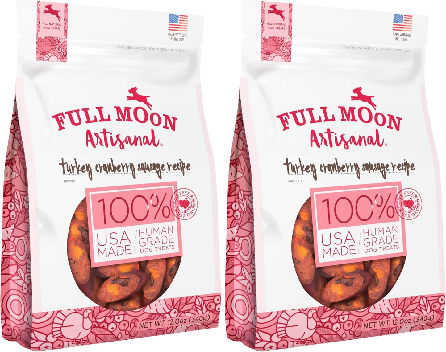 Authentic imported Full Moon turkey dog treats 12 oz