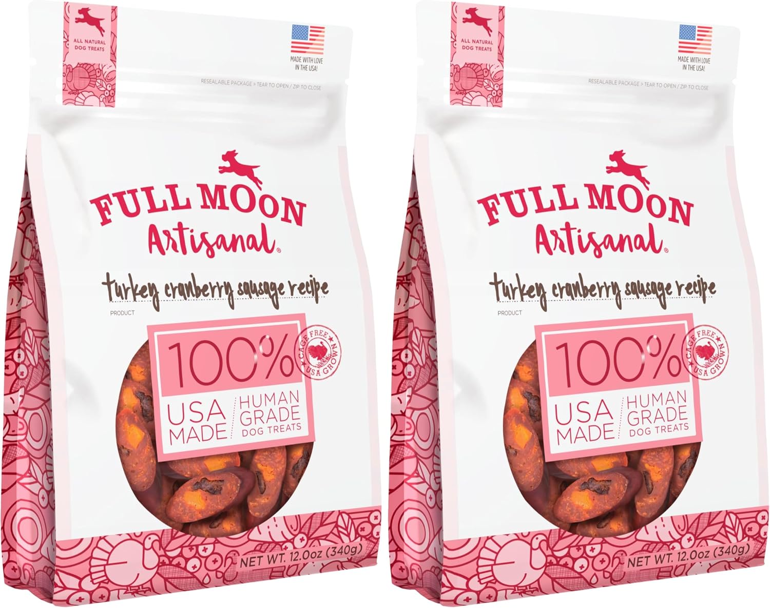 Authentic imported Full Moon turkey dog treats 12 oz