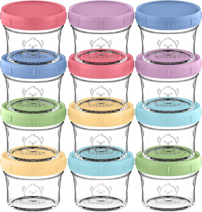 Keababies 12 pack glass baby food containers set