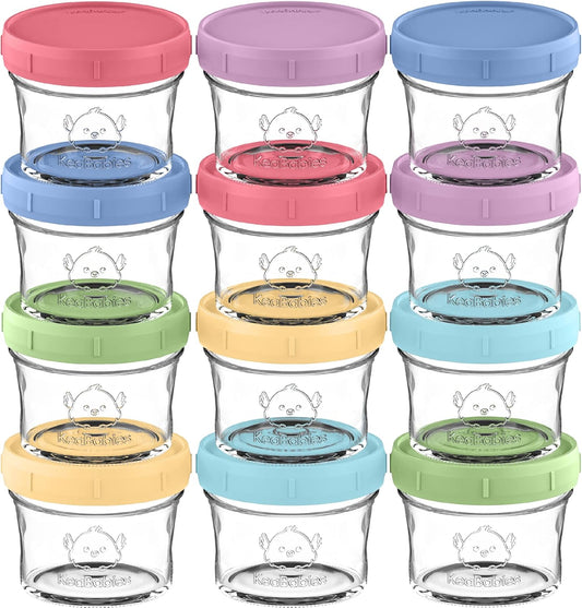 Keababies 12 pack glass baby food containers set