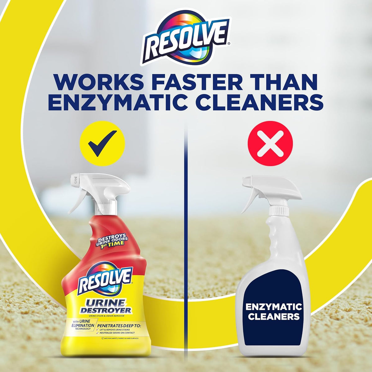 Close up of Resolve 32 Fluid Ounce packaging showcasing the anti remarking benefits.