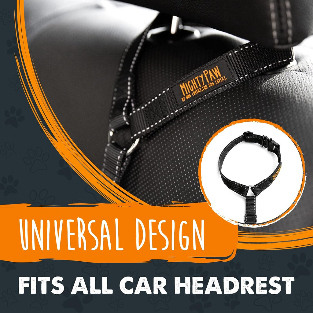 Adjustable nylon dog seat belt for vehicles