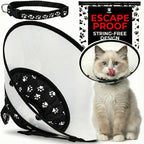 Cat Recovery Cone Kit Post Surgical Soft Pet Vest, Collar, and Non-Irritating Protection Cone for Cats - Comfortable Injury Care Solution (Black with White Paws, Medium) - Image 11