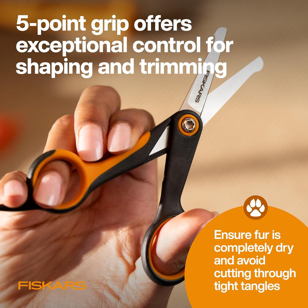 Fiskars 5.5 inch pet detailing scissors for safe facial trimming