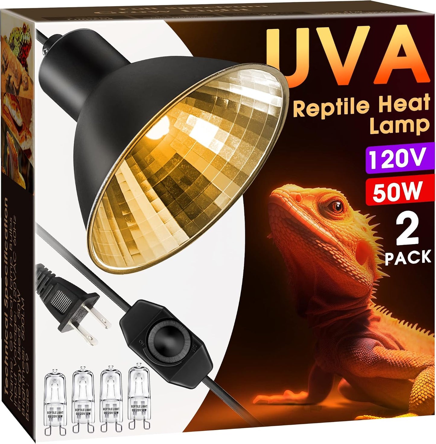 Briignite Reptile Heat Lamp 50W G9 Halogen Heat Bulb & Dome Reptile Light Fixture, Aluminum Reflector, UVA Basking Light for Reptiles, Dimmable Heat Lamp for Chicken Turtle Snake Gecko Lizard - Image 13