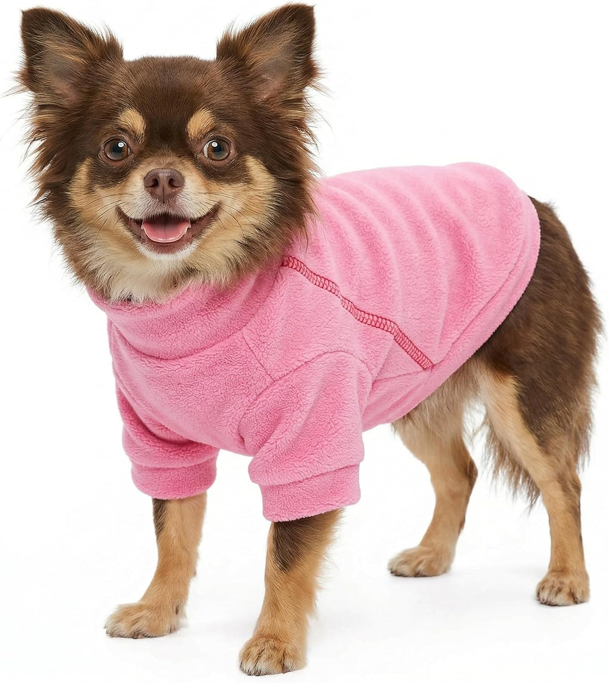 Fitwarm small dog pullover jumper rose pink color turtleneck style.