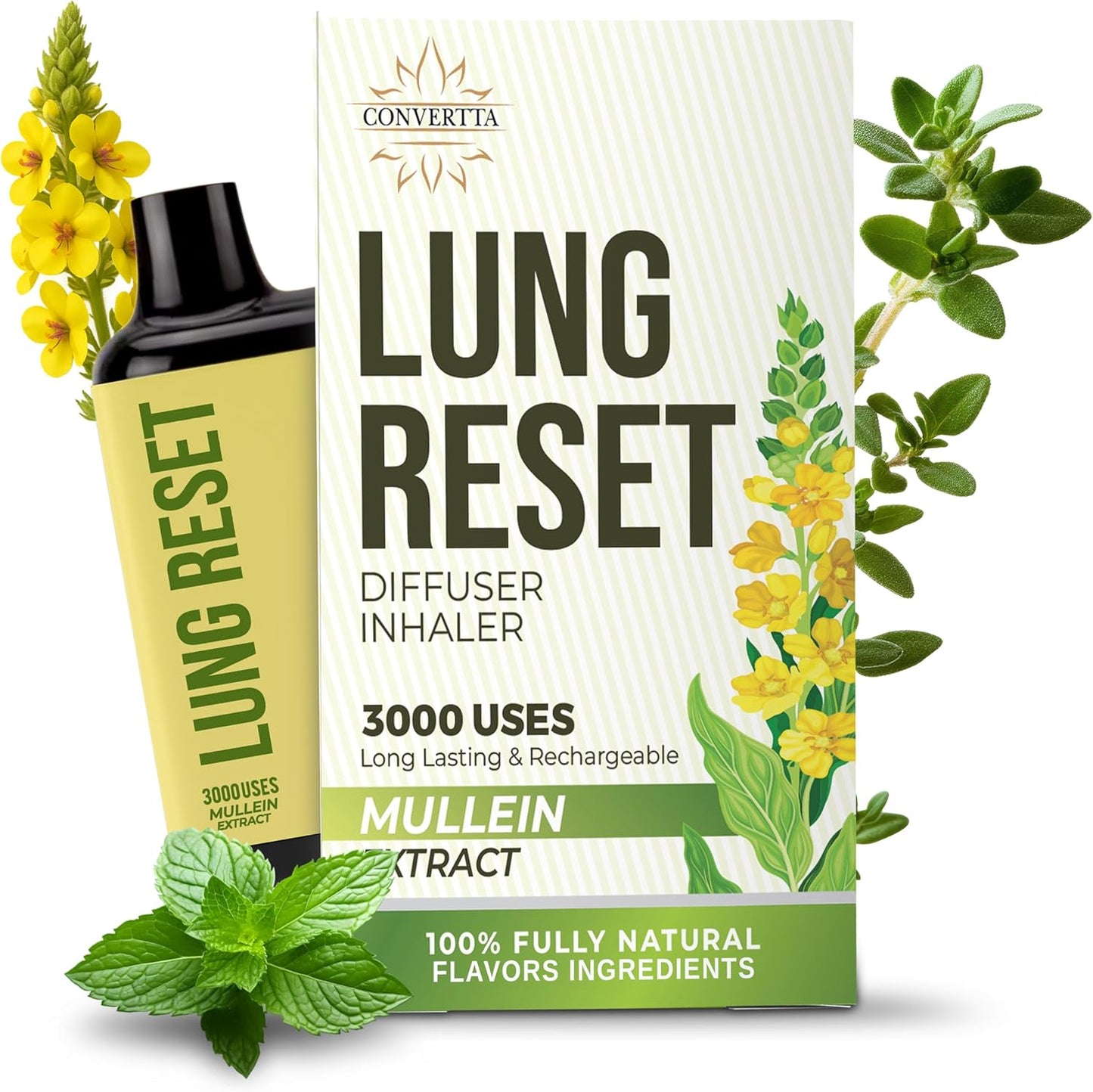 CONVERTTA Lung Detox Rechargeable Mullein Diffuser Pen front view herbal inhaler