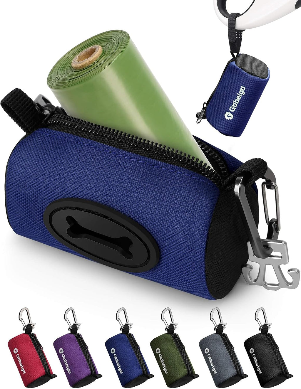 Gobeigo Dog Poop Bag Holder for Leash, Large Opening for Easy Pull Out, Doggy Poo Bag Dispenser with Used Waste Bag Carrier Suitable for Any Retractable Leash with 15 Unscented Bags (Black) - Image 11