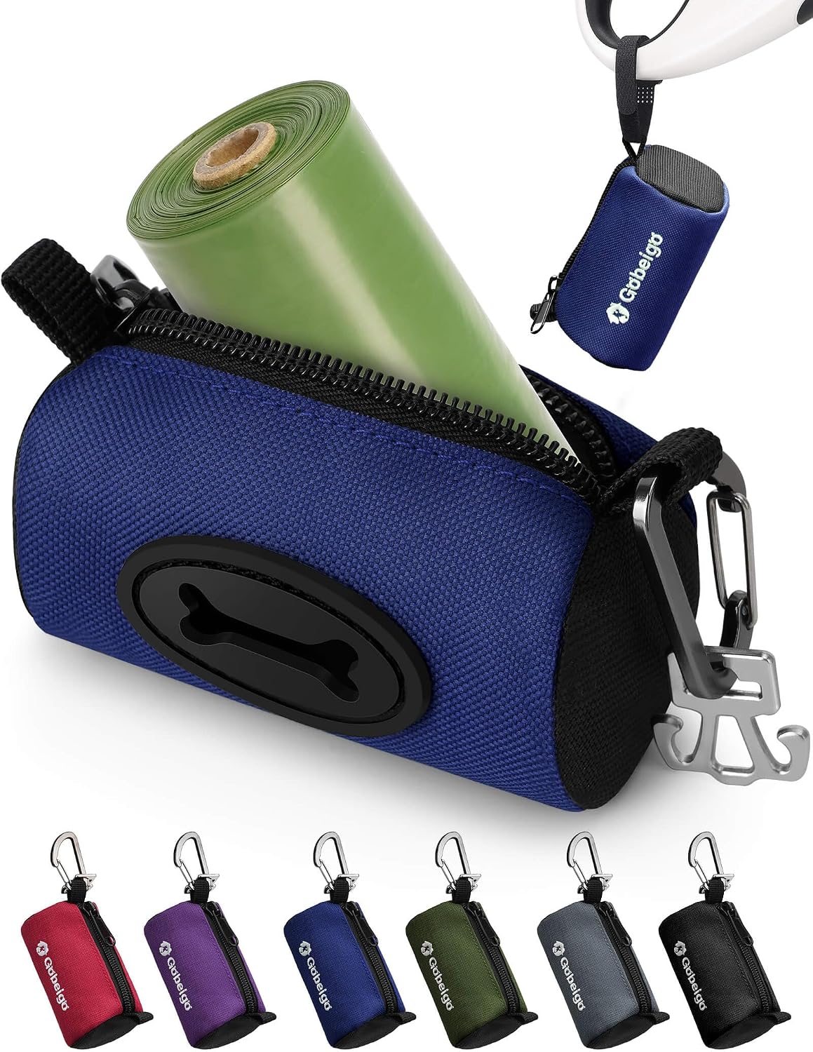 Gobeigo Dog Poop Bag Holder for Leash, Large Opening for Easy Pull Out, Doggy Poo Bag Dispenser with Used Waste Bag Carrier Suitable for Any Retractable Leash with 15 Unscented Bags (Black) - Image 11