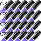 Hortsun twenty pieces handheld ultraviolet blacklight flashlights front view showcasing the compact black aluminum body.