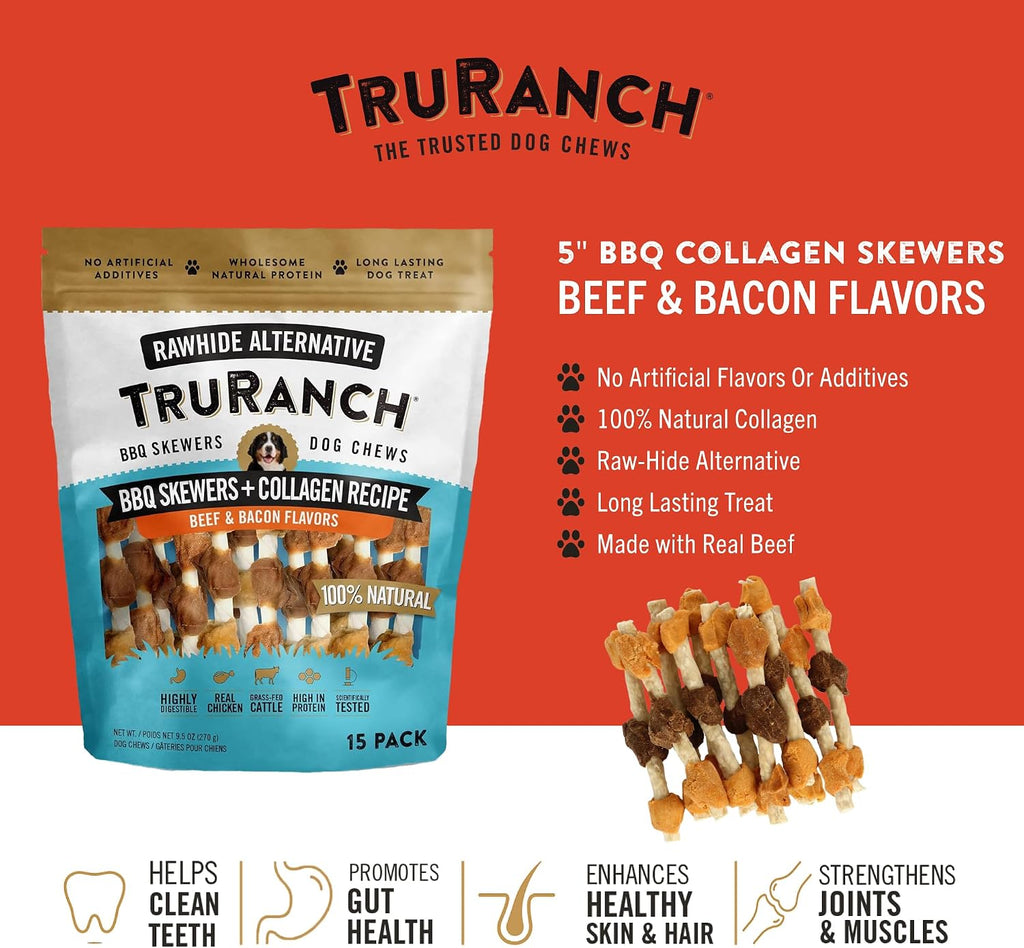 Bag of TruRanch collagen dog chews 15 count packaging