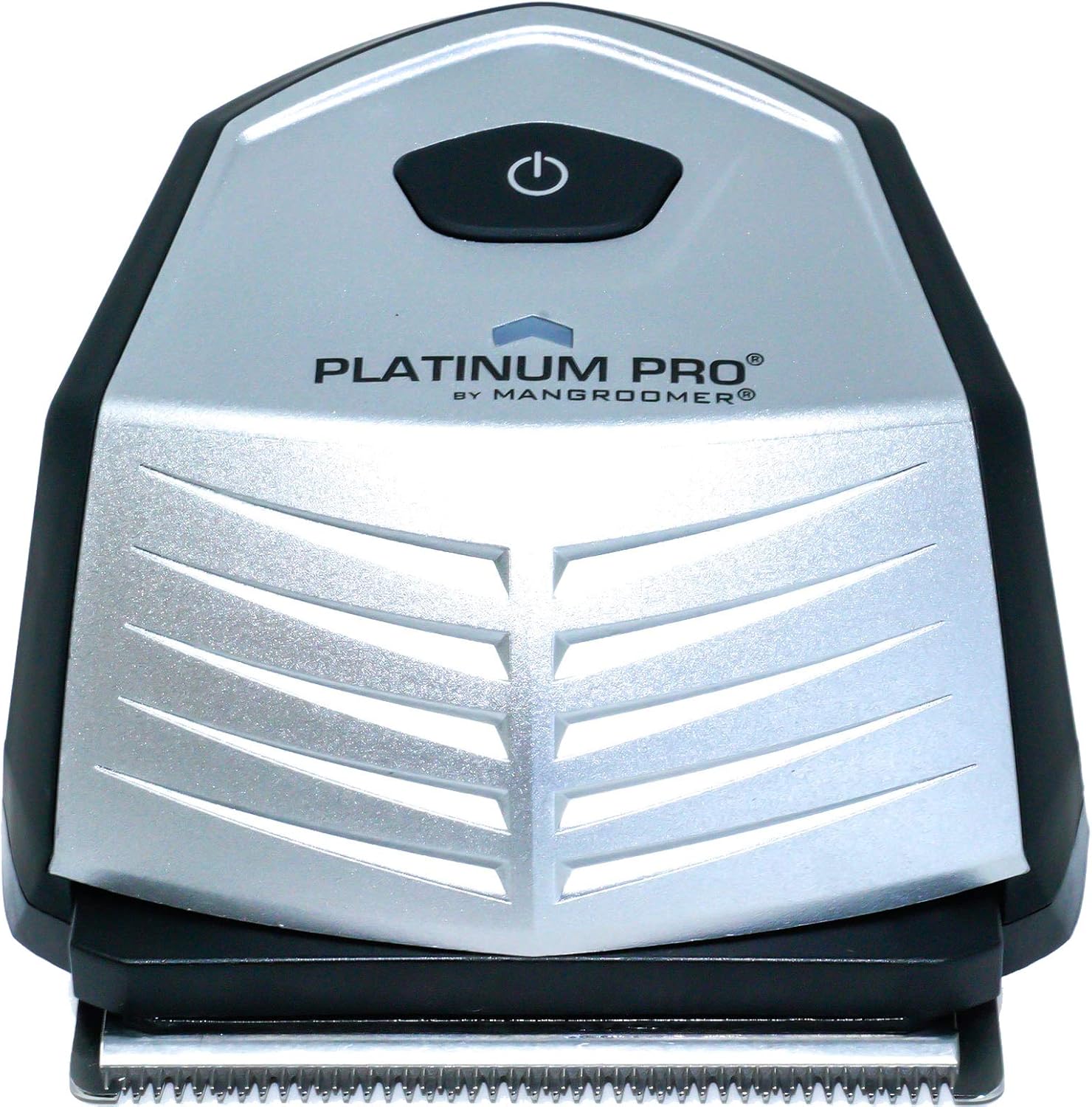 MANGROOMER Platinum Pro self haircut kit front view showcasing the silver ergonomic clipper body