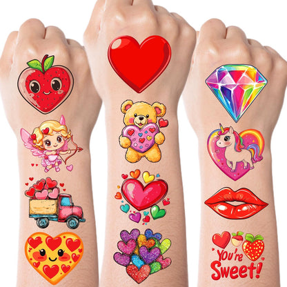 Jcfire 96 pieces Valentines Day temporary tattoos front view