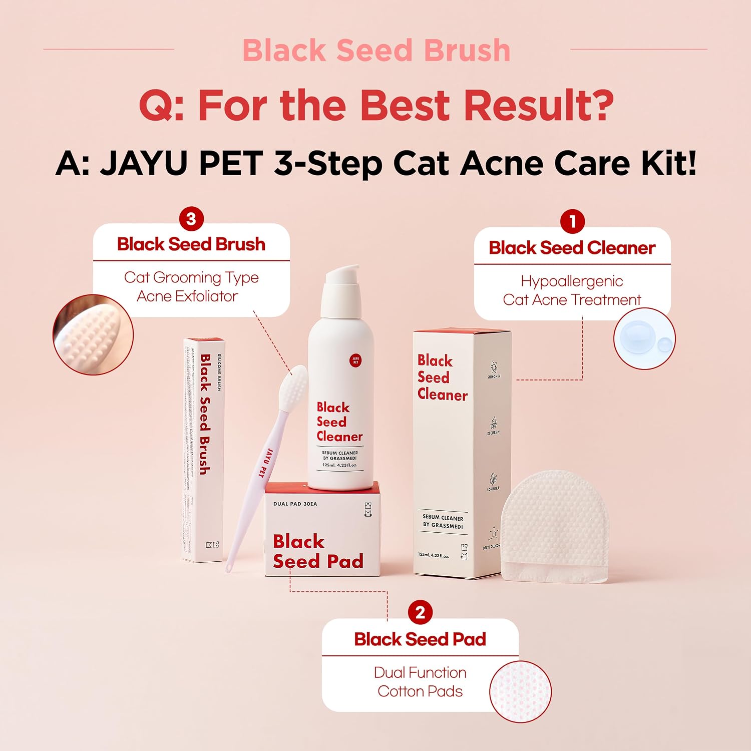 JAYU PET Black Seed Brush - Cat Grooming Brush for Chin Acne & Blackhead Exfoliation, Double-sided (1PCS) - Image 9