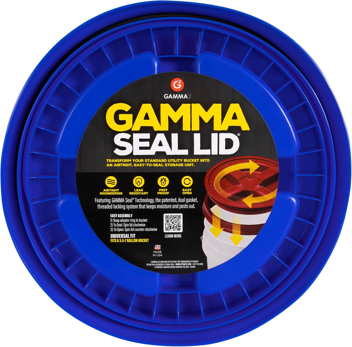 Gamma2 Gamma Seal Lid for Utility Buckets - Fits 3.5, 5, 6 & 7 gallon buckets, White, Made in USA - Image 13