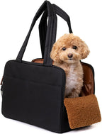 Wagfur black dog purse carrier front view for small pets