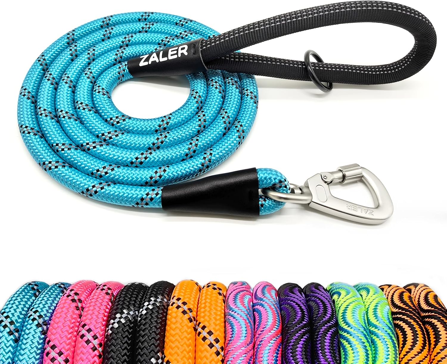 ZALER Long Dog Leash, 50 feet 30ft 20ft 15ft 10ft Dog Training Lead, Heavy Duty Check Cord Recall Leash for Dogs Training, Playing, Camping, or Backyard (30FT, Black Purple) - Image 15