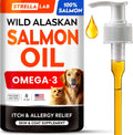 StrellaLab Wild Alaskan Salmon Oil 8 fluid ounce bottle front view premium pet omega 3 liquid