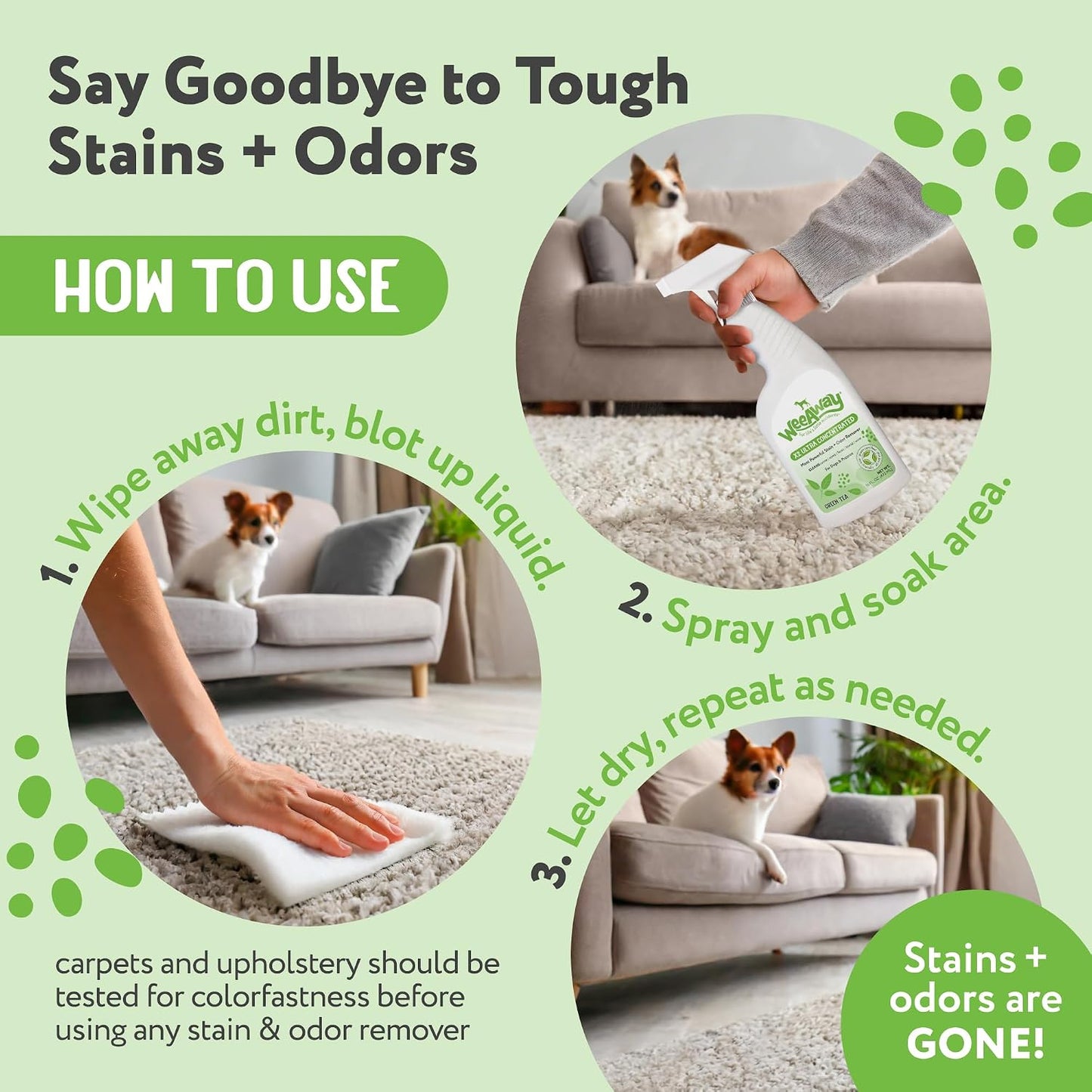 Wee Away X2 spray cleaner for puppy accidents on upholstery