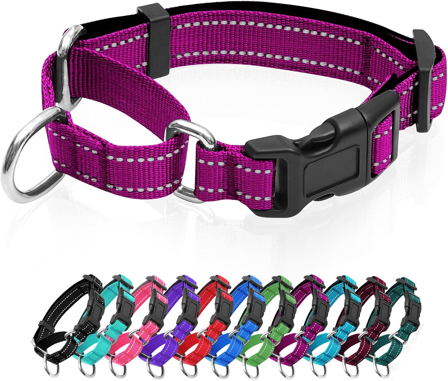Reflective Martingale Dog Collars. Dog Collar with Quick Release Buckle. Adjustable Soft Padded Breathable Nylon Pet Collar Suitable for Puppies for Small Medium Large Dogs. - Image 9