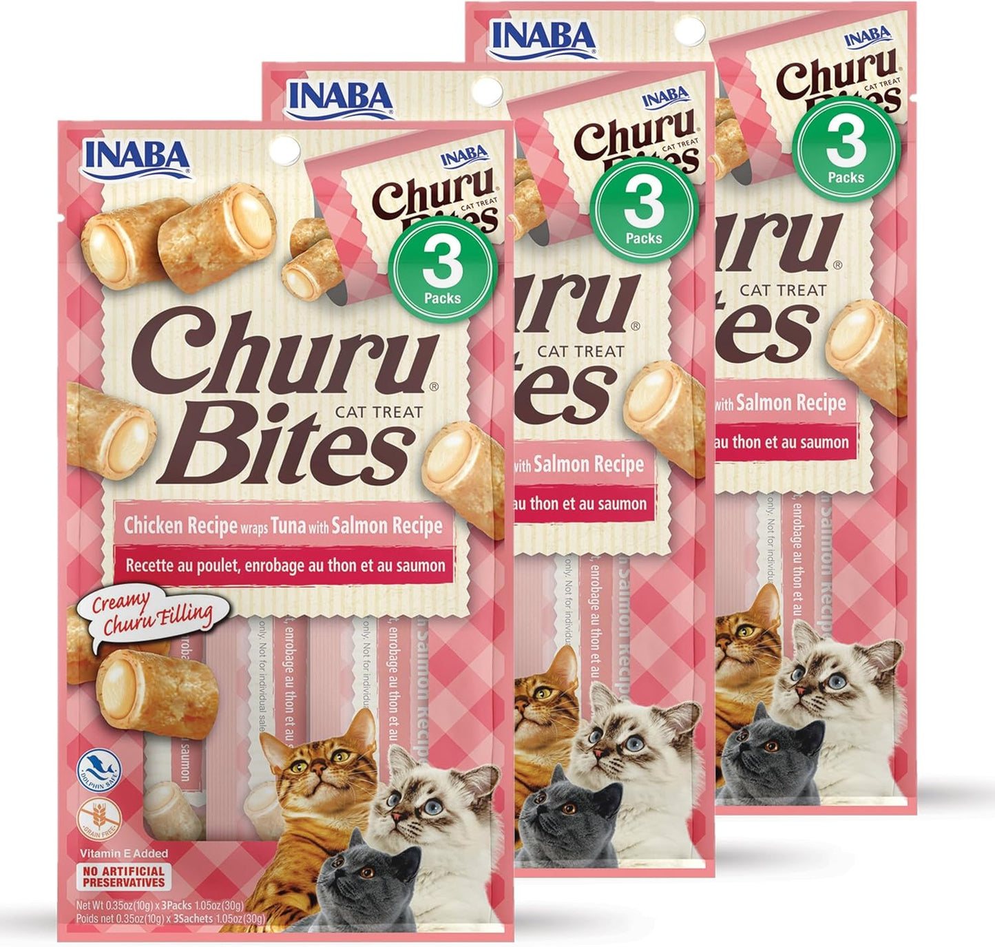 Nutritional information label for Inaba cat treats