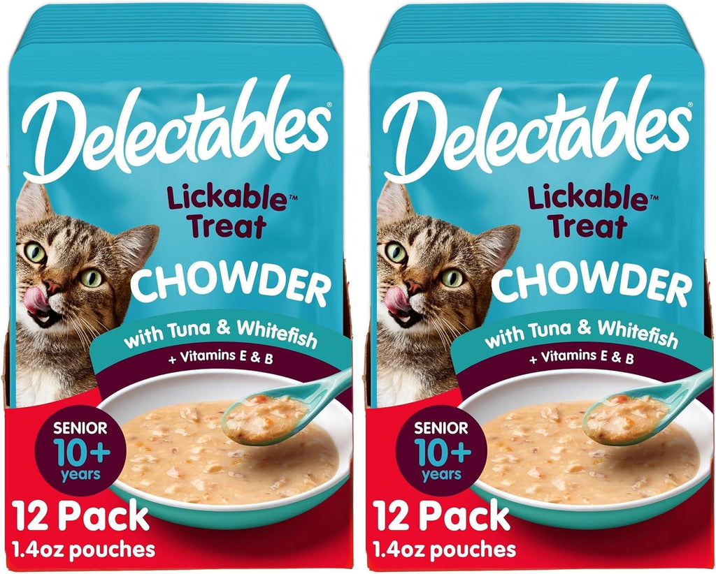 Delectables Lickable Treat Chowder Wet Cat Treat with Real Tuna & Whitefish, Food Topper, Hydrating, Grain-Free, No Fillers, By-Products, Added Preservatives, 1.4oz Pouch, 12ct - Image 13