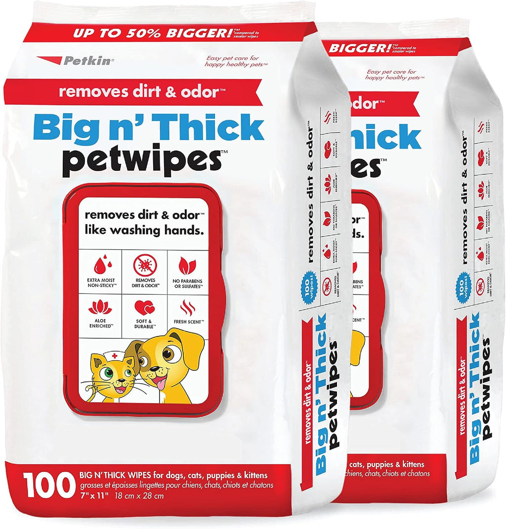 Petkin Pet Wipes for dogs and cats front view of the two pack packaging