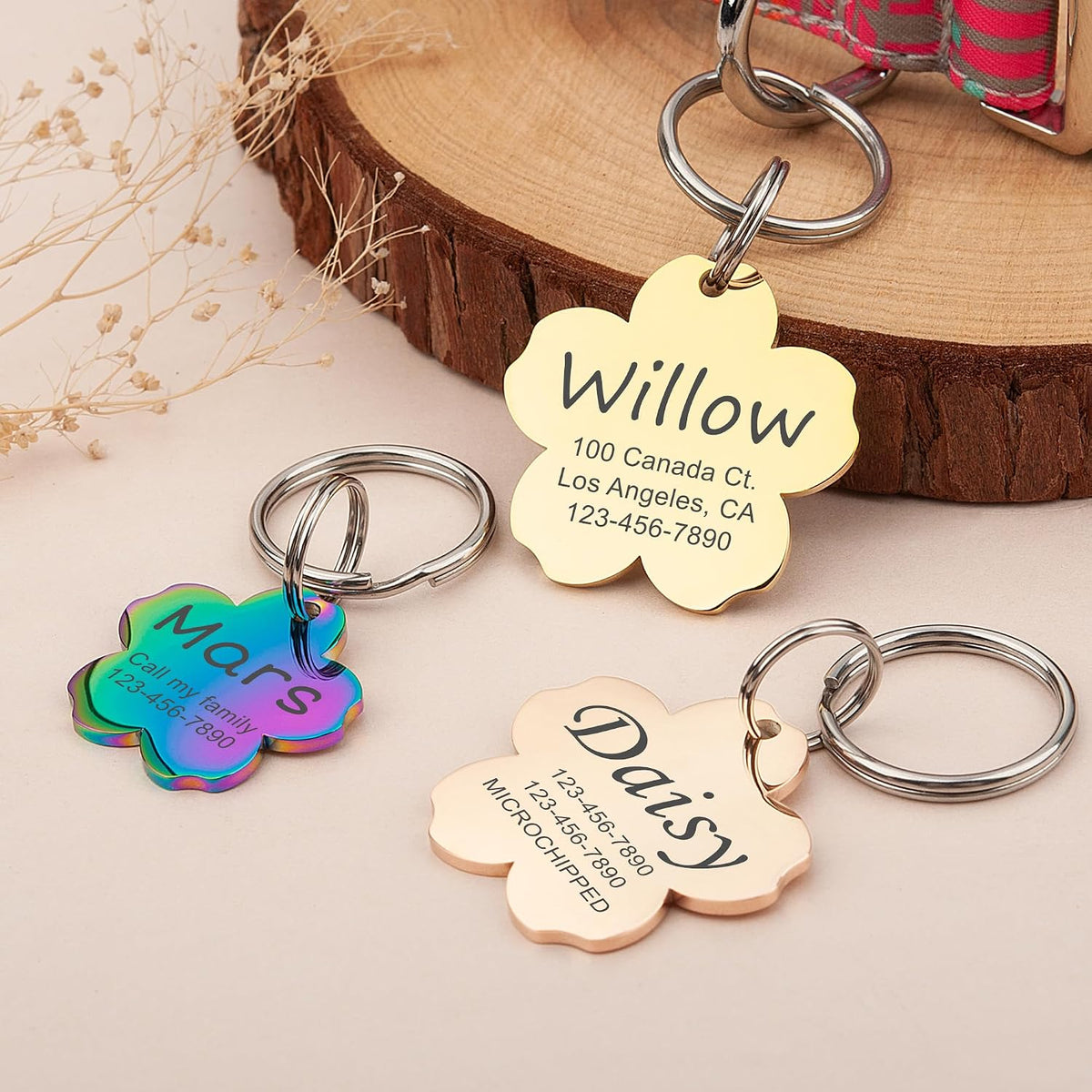High polished rust resistant stainless steel pet identification tag for dogs.