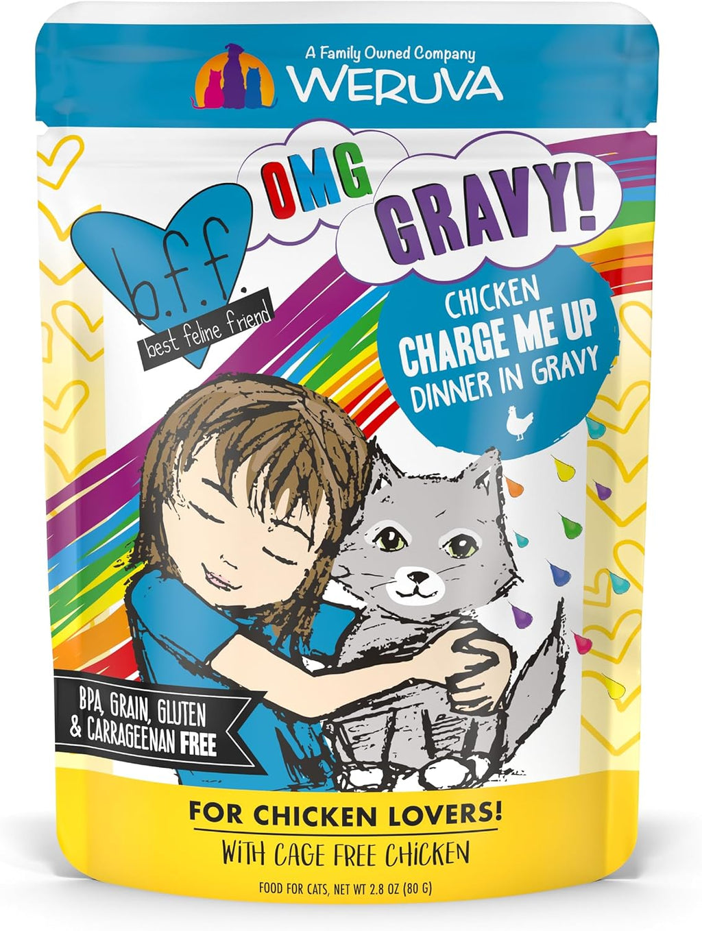 Weruva B.F.F. OMG - Best Feline Friend Oh My Gravy!, Rainbow A Gogo Variety Pack! Cat Food, 3oz Pouch (Pack of 12) - Image 11