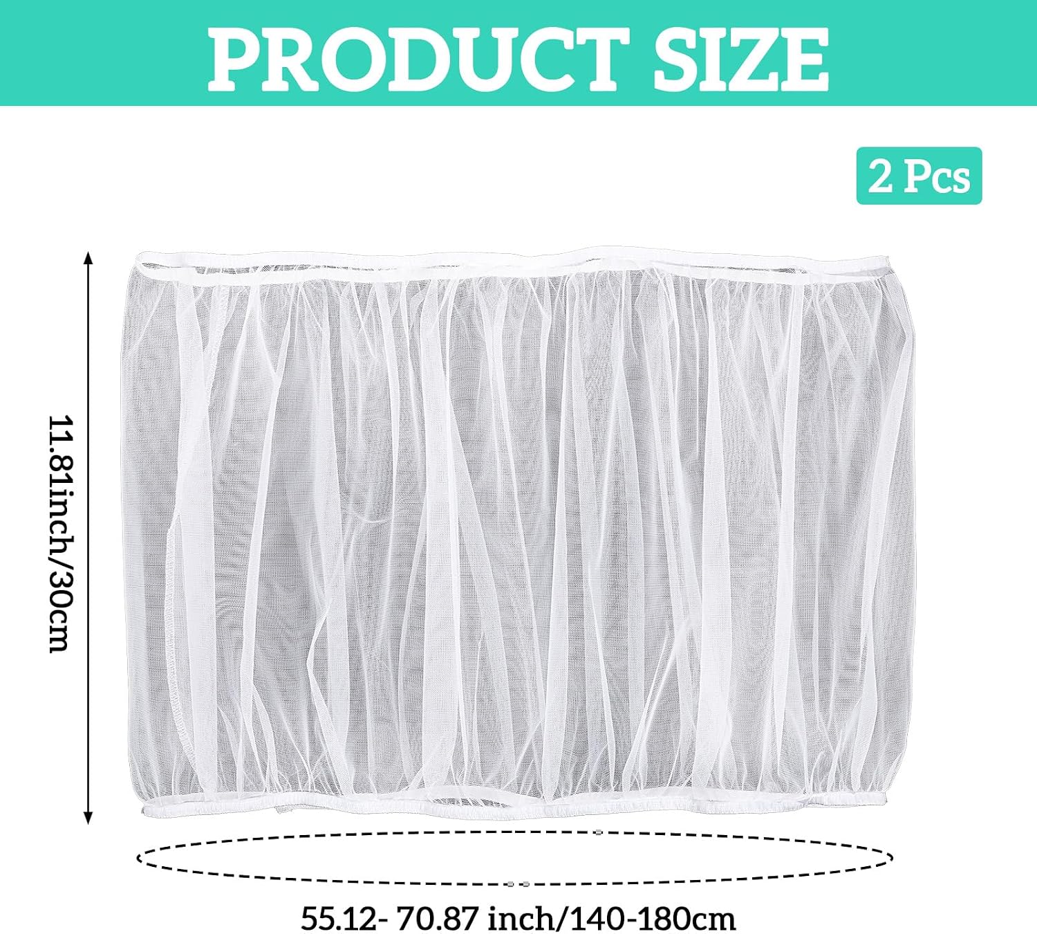 White nylon mesh bird cage net skirt showing elasticity
