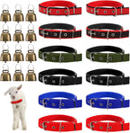 Coloch twelve pack goat collars with bells front view showing six vibrant nylon colors for livestock tracking.