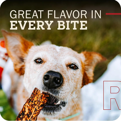 Redbarn grain-free beef hide dog chew treats close up packaging detail