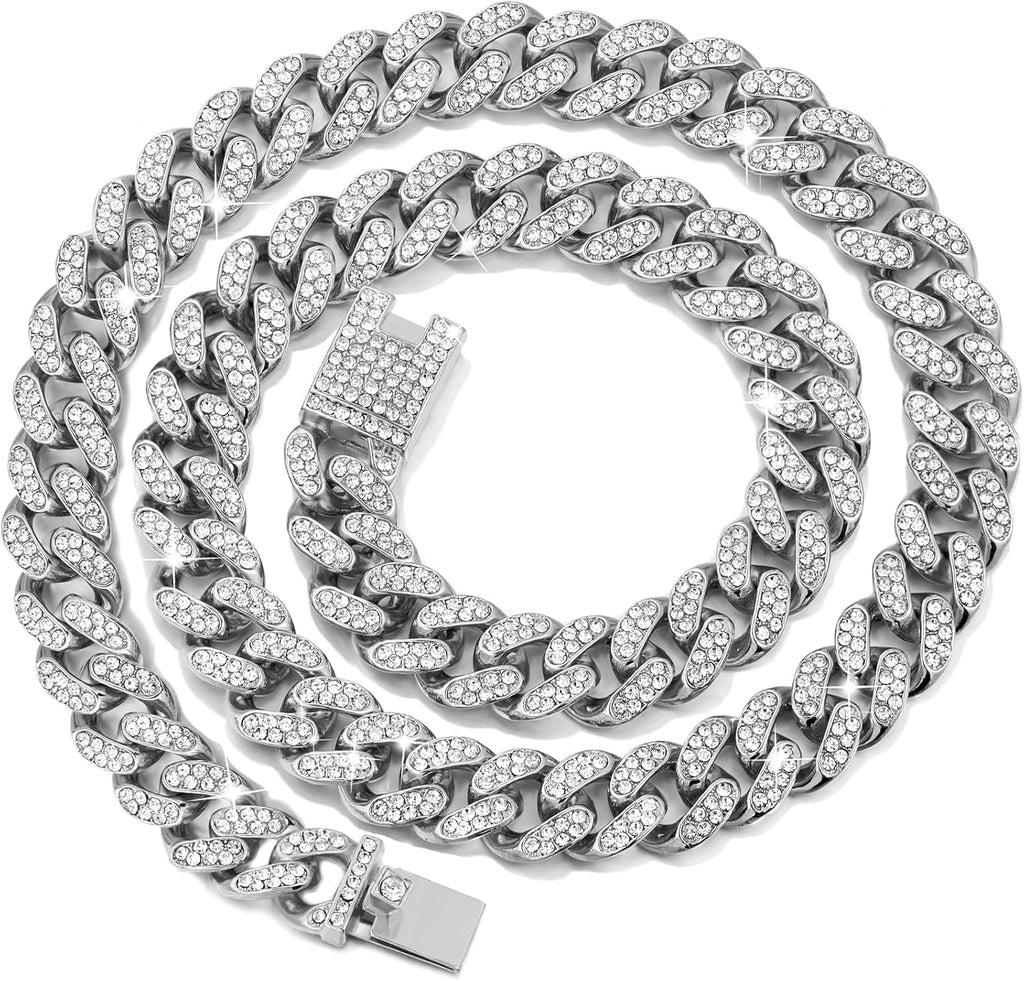 Cuban Link Dog Collar Gold Silver Color Metal Dog Chain Collar Cuban Diamond Chain Pet Collars for Dogs Cats Jewelry 8/10/14/16/18/20/24/28 Inch (22inch, Gold) - Image 10