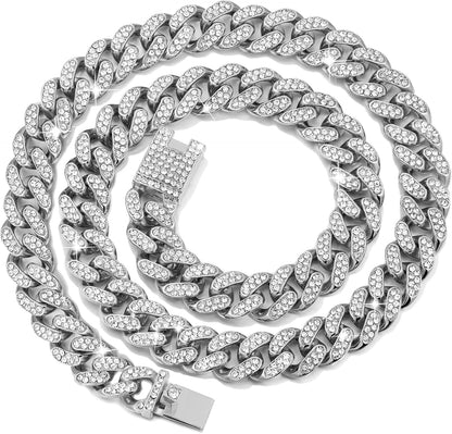 Cuban Link Dog Collar Gold Silver Color Metal Dog Chain Collar Cuban Diamond Chain Pet Collars for Dogs Cats Jewelry 8/10/14/16/18/20/24/28 Inch (22inch, Gold) - Image 10