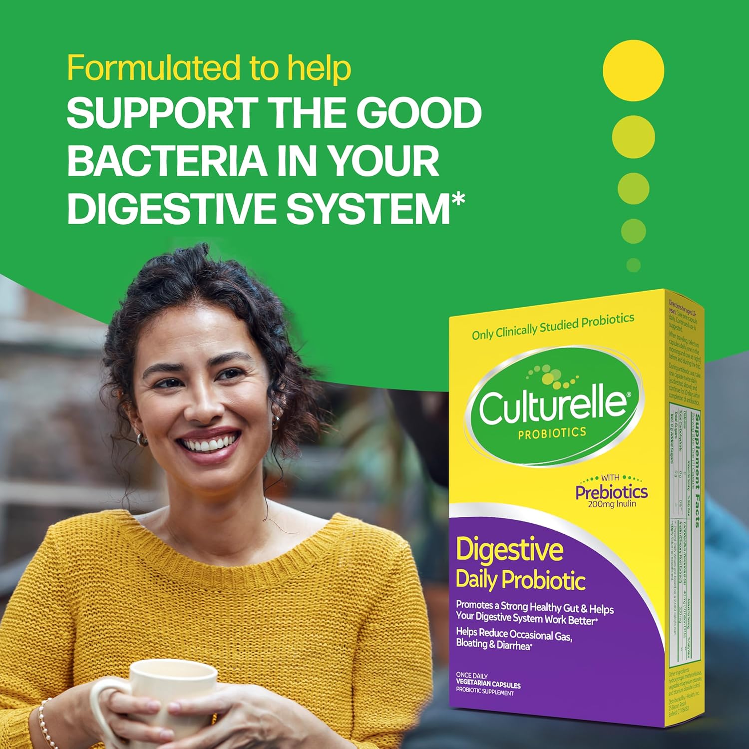 Authentic Culturelle digestive health packaging showcasing the gluten free and dairy free labels
