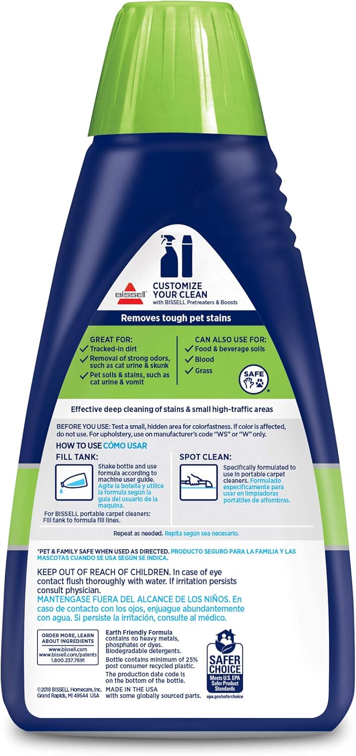 Bissell seventy-four R seven concentrated liquid spot cleaner bottle showing the non-toxic label.
