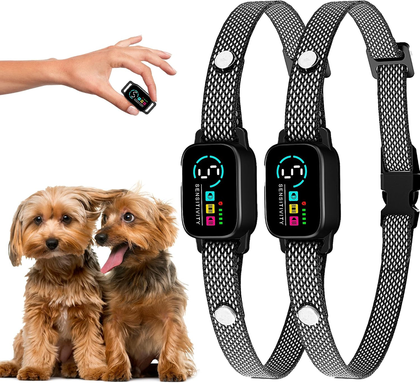 Bark Collar for Small Dogs 8-40 Ibs - No Shock Anti Barking Collar with Al Chip - 3 Modes & 5 Sensitivity Levels - Waterproof, Rechargeable, Magnetic Charging - Humane, Effective Training (Black) - Image 10