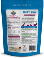 Manna Pro Hydro-Hen poultry supplement jar size reference next to common coop items.