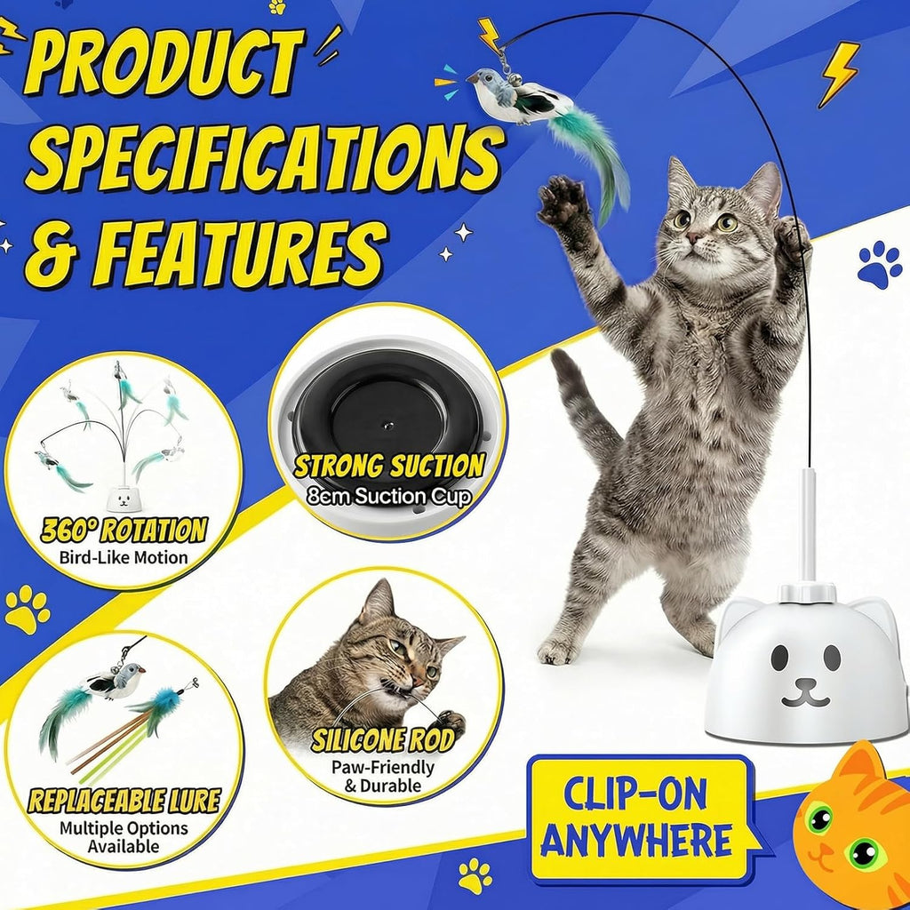 Rechargeable smart motion activated cat wand with protective silicone sleeve for indoor kitten entertainment.