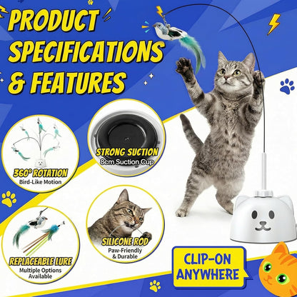Rechargeable smart motion activated cat wand with protective silicone sleeve for indoor kitten entertainment.