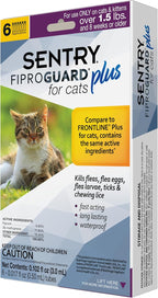 Sentry Fiproguard Plus package opening instructions and safety warning details.