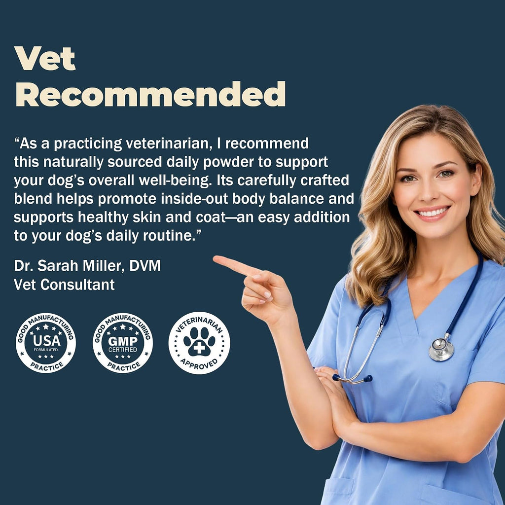Authentic USA imported dog wellness powder supplement mixed in pet food