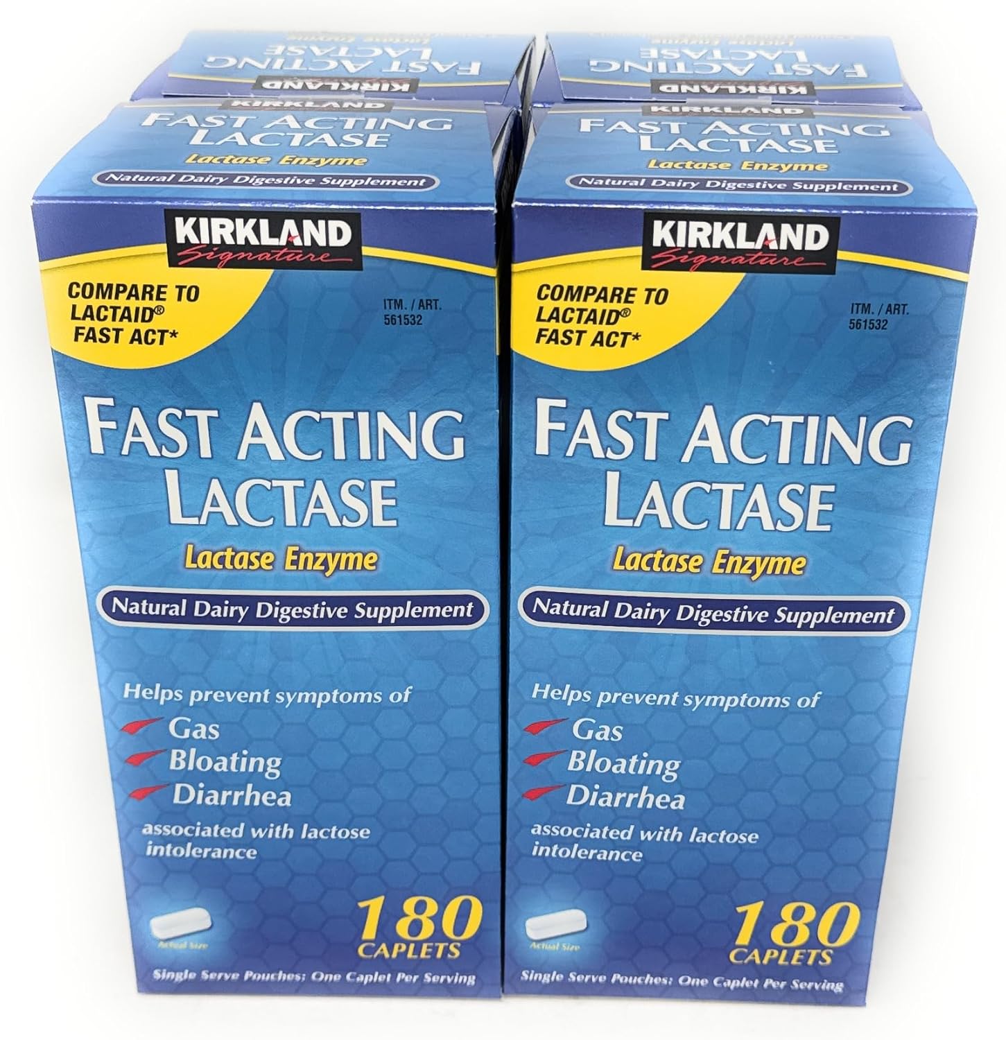Kirkland Signature Fast Acting Lactase 720 caplets front view bottle for dairy digestion